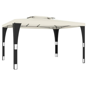 vidaXL Κιόσκι με Διπλή Οροφή Κρεμ 3,98x2,98 μ. Ατσάλινο