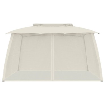 vidaXL Κιόσκι με Διπλούς Τοίχους/Δίχτυ Κρεμ 3,93x2,93 μ. από Ατσάλι