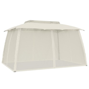 vidaXL Κιόσκι με Διπλούς Τοίχους/Δίχτυ Κρεμ 3,93x2,93 μ. από Ατσάλι