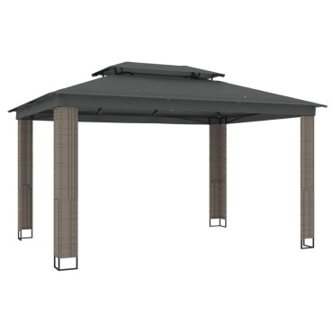 vidaXL Κιόσκι με Διπλή Οροφή Ανθρακί 3,94x2,96 μ. Ατσάλινο