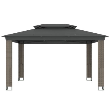 vidaXL Κιόσκι με Διπλή Οροφή Ανθρακί 3,94x2,96 μ. Ατσάλινο