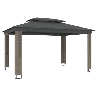 vidaXL Κιόσκι με Διπλή Οροφή Ανθρακί 3,94x2,96 μ. Ατσάλινο