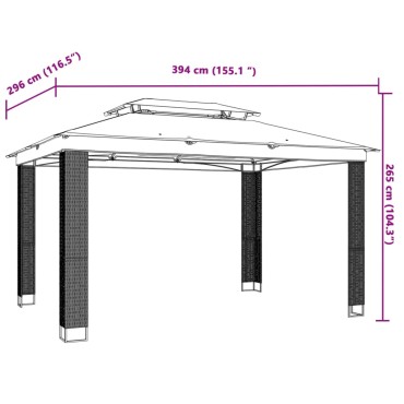 vidaXL Κιόσκι με Διπλή Οροφή Ανθρακί 3,94x2,96 μ. Ατσάλινο