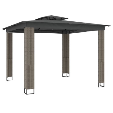 vidaXL Κιόσκι με Διπλή Οροφή Ανθρακί 2,94x2,94 μ. Ατσάλινο