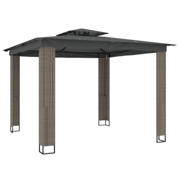 vidaXL Κιόσκι με Διπλή Οροφή Ανθρακί 2,94x2,94 μ. Ατσάλινο