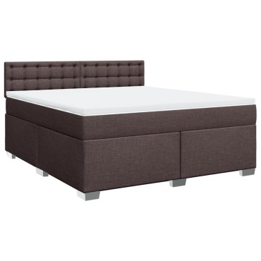 vidaXL Κρεβάτι Boxspring με Στρώμα Σκούρο Καφέ 180x200 εκ Υφασμάτινο