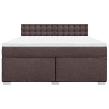 vidaXL Κρεβάτι Boxspring με Στρώμα Σκούρο Καφέ 180x200 εκ Υφασμάτινο