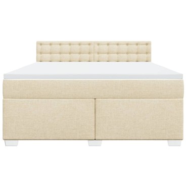 vidaXL Κρεβάτι Boxspring με Στρώμα Κρεμ 180x200 εκ. Υφασμάτινο