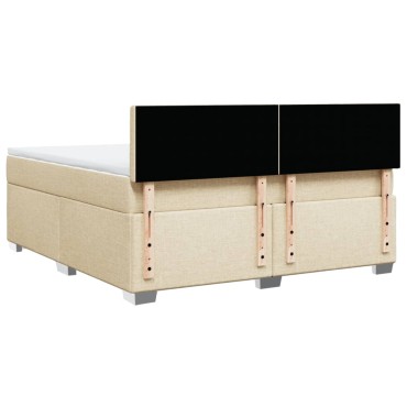 vidaXL Κρεβάτι Boxspring με Στρώμα Κρεμ 180x200 εκ. Υφασμάτινο