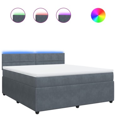 vidaXL Κρεβάτι Boxspring με Στρώμα Σκούρο Γκρι 180x200 εκ. Βελούδινο