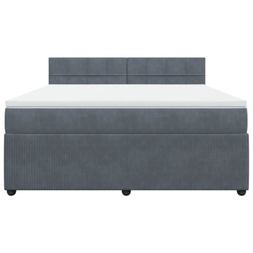 vidaXL Κρεβάτι Boxspring με Στρώμα Σκούρο Γκρι 180x200 εκ. Βελούδινο