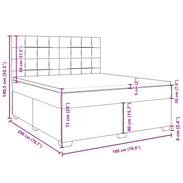 vidaXL Κρεβάτι Boxspring με Στρώμα Σκούρο Γκρι 180x200 εκ. Βελούδινο