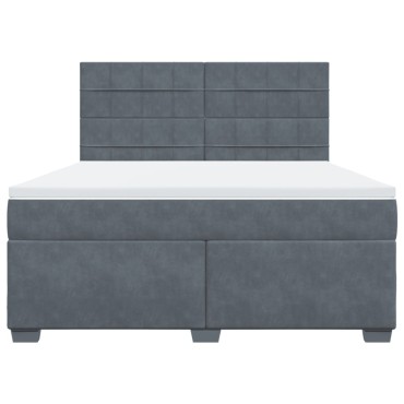 vidaXL Κρεβάτι Boxspring με Στρώμα Σκούρο Γκρι 180x200 εκ. Βελούδινο