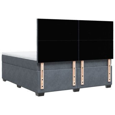 vidaXL Κρεβάτι Boxspring με Στρώμα Σκούρο Γκρι 180x200 εκ. Βελούδινο