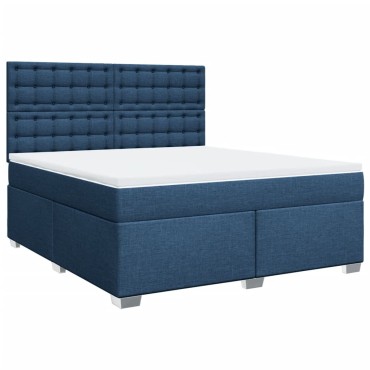 vidaXL Κρεβάτι Boxspring με Στρώμα Μπλε 180x200 εκ. Υφασμάτινο
