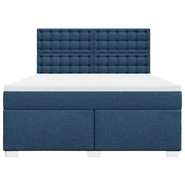 vidaXL Κρεβάτι Boxspring με Στρώμα Μπλε 180x200 εκ. Υφασμάτινο