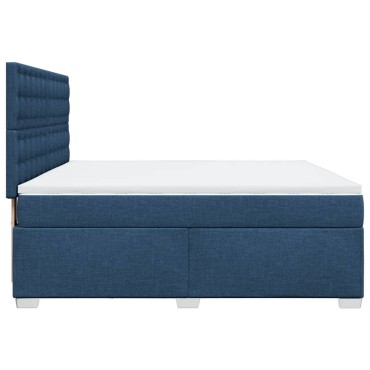 vidaXL Κρεβάτι Boxspring με Στρώμα Μπλε 180x200 εκ. Υφασμάτινο