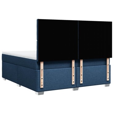 vidaXL Κρεβάτι Boxspring με Στρώμα Μπλε 180x200 εκ. Υφασμάτινο