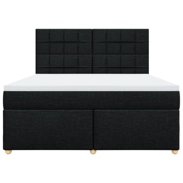 vidaXL Κρεβάτι Boxspring με Στρώμα Μαύρο 180x200 εκ. Υφασμάτινο