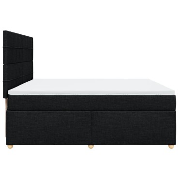 vidaXL Κρεβάτι Boxspring με Στρώμα Μαύρο 180x200 εκ. Υφασμάτινο