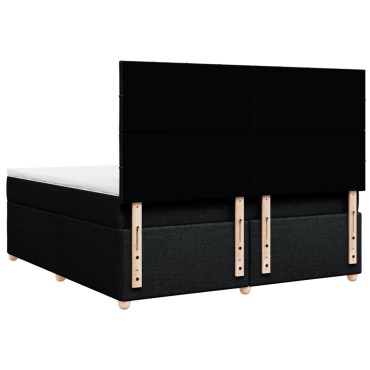 vidaXL Κρεβάτι Boxspring με Στρώμα Μαύρο 180x200 εκ. Υφασμάτινο