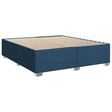 vidaXL Κρεβάτι Boxspring με Στρώμα Μπλε 180x200 εκ. Υφασμάτινο