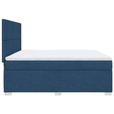 vidaXL Κρεβάτι Boxspring με Στρώμα Μπλε 180x200 εκ. Υφασμάτινο
