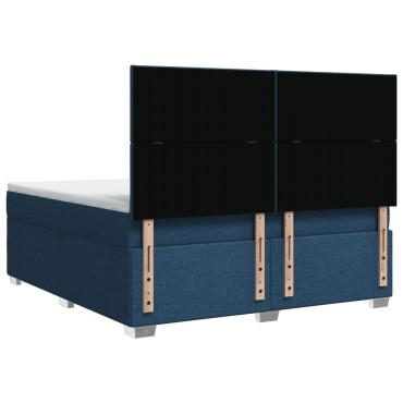 vidaXL Κρεβάτι Boxspring με Στρώμα Μπλε 180x200 εκ. Υφασμάτινο