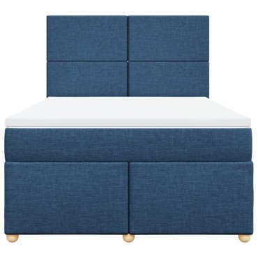 vidaXL Κρεβάτι Boxspring με Στρώμα Μπλε 140x200cm Υφασμάτινο 1 τεμ. - Διπλό