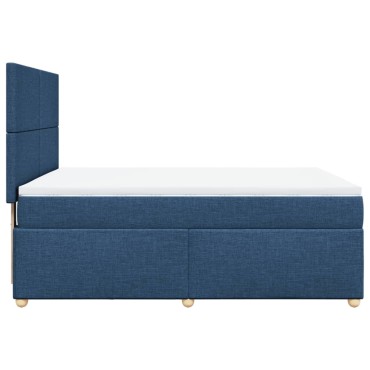 vidaXL Κρεβάτι Boxspring με Στρώμα Μπλε 140x200cm Υφασμάτινο 1 τεμ. - Διπλό