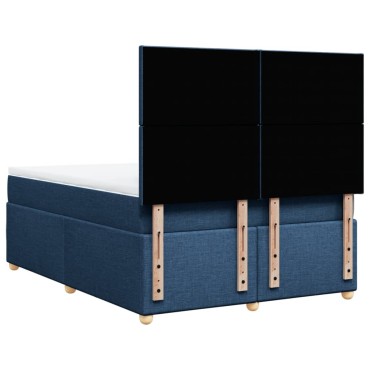 vidaXL Κρεβάτι Boxspring με Στρώμα Μπλε 140x200cm Υφασμάτινο 1 τεμ. - Διπλό