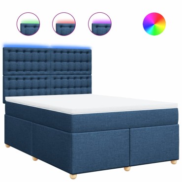 vidaXL Κρεβάτι Boxspring με Στρώμα Μπλε 140x200cm Υφασμάτινο 1 τεμ. - Διπλό