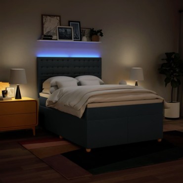 vidaXL Κρεβάτι Boxspring με Στρώμα Μπλε 140x200cm Υφασμάτινο 1 τεμ. - Διπλό