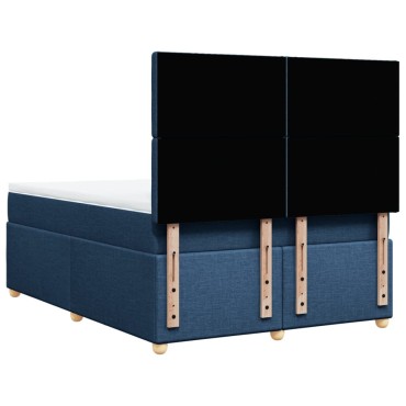 vidaXL Κρεβάτι Boxspring με Στρώμα Μπλε 140x200cm Υφασμάτινο 1 τεμ. - Διπλό