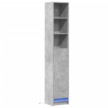 vidaXL Ντουλάπι με Φώτα LED Γκρι Σκυρ. 36x32,5x200cm Επεξ. Ξύλο 1 τεμ.