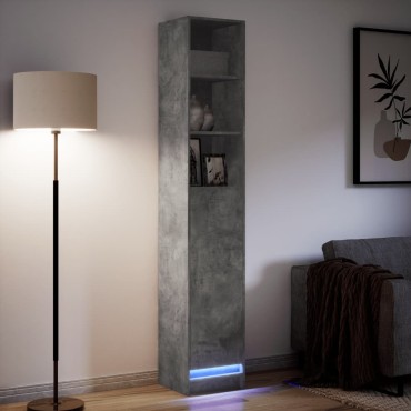 vidaXL Ντουλάπι με Φώτα LED Γκρι Σκυρ. 36x32,5x200cm Επεξ. Ξύλο 1 τεμ.