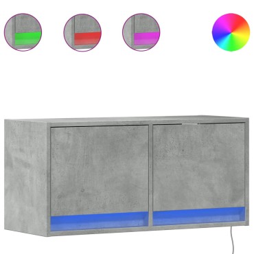 vidaXL Έπιπλο Τηλεόρασης με LED Γκρι Σκυροδέματος 80x31x38cm