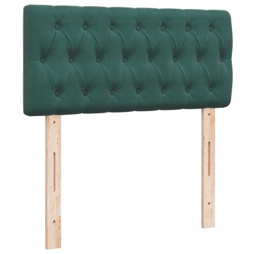 vidaXL Κρεβάτι Boxspring με Στρώμα Σκούρο Πράσινο 90x190cm Βελούδινο 1 τεμ. - Μονό