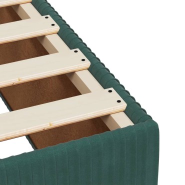 vidaXL Κρεβάτι Boxspring με Στρώμα Σκούρο Πράσινο 90x190cm Βελούδινο 1 τεμ. - Μονό