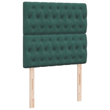 vidaXL Κρεβάτι Boxspring με Στρώμα Σκούρο Πράσινο 90x190cm Βελούδινο 1 τεμ. - Μονό
