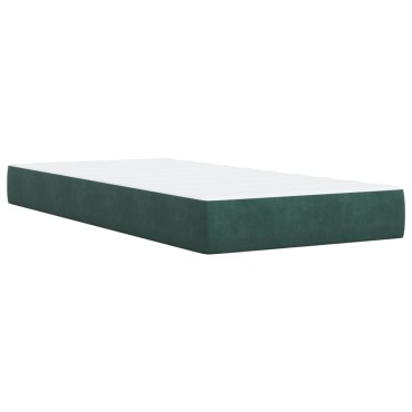 vidaXL Κρεβάτι Boxspring με Στρώμα Σκούρο Πράσινο 90x190cm Βελούδινο 1 τεμ. - Μονό
