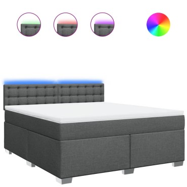 vidaXL Κρεβάτι Boxspring με Στρώμα Σκούρο Γκρι 180x200cm Υφασμάτιν 1 τεμ. - Διπλό