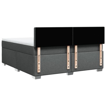 vidaXL Κρεβάτι Boxspring με Στρώμα Σκούρο Γκρι 180x200cm Υφασμάτιν 1 τεμ. - Διπλό