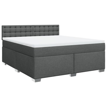 vidaXL Κρεβάτι Boxspring με Στρώμα Σκούρο Γκρι 180x200cm Υφασμάτιν 1 τεμ. - Διπλό