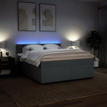 vidaXL Κρεβάτι Boxspring με Στρώμα Σκούρο Γκρι 180x200cm Υφασμάτιν 1 τεμ. - Διπλό