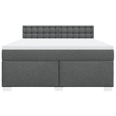 vidaXL Κρεβάτι Boxspring με Στρώμα Σκούρο Γκρι 180x200cm Υφασμάτιν 1 τεμ. - Διπλό