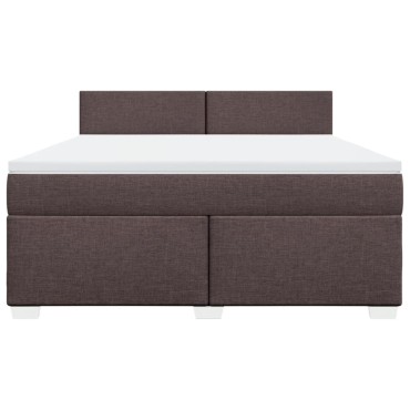 vidaXL Κρεβάτι Boxspring με Στρώμα Σκούρο Καφέ 180x200 εκ Υφασμάτινο