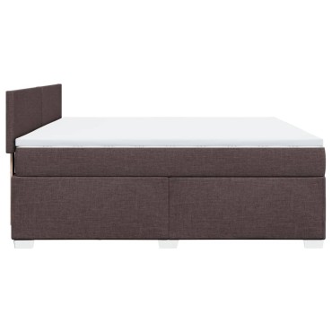 vidaXL Κρεβάτι Boxspring με Στρώμα Σκούρο Καφέ 180x200 εκ Υφασμάτινο