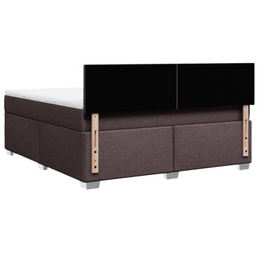 vidaXL Κρεβάτι Boxspring με Στρώμα Σκούρο Καφέ 180x200 εκ Υφασμάτινο