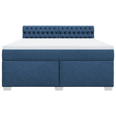 vidaXL Κρεβάτι Boxspring με Στρώμα Μπλε 180x200 εκ. Υφασμάτινο